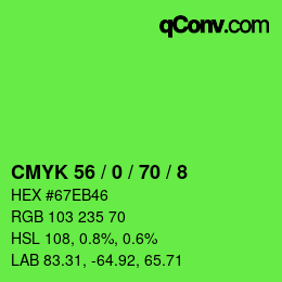 Color code: CMYK 56 / 0 / 70 / 8 | qconv.com