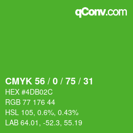Color code: CMYK 56 / 0 / 75 / 31 | qconv.com