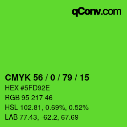 Farbcode: CMYK 56 / 0 / 79 / 15 | qconv.com