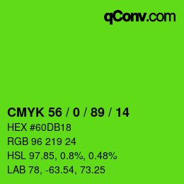颜色代码: CMYK 56 / 0 / 89 / 14 | qconv.com