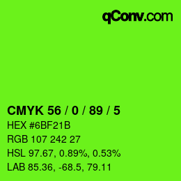 Color code: CMYK 56 / 0 / 89 / 5 | qconv.com