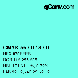 カラーコード: CMYK 56 / 0 / 8 / 0 | qconv.com