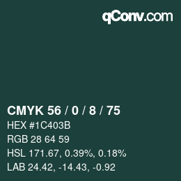 Color code: CMYK 56 / 0 / 8 / 75 | qconv.com