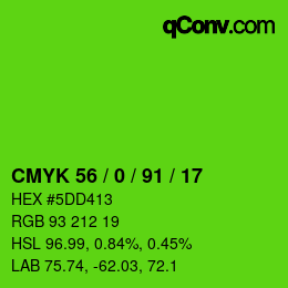 Color code: CMYK 56 / 0 / 91 / 17 | qconv.com