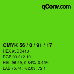 Color code: CMYK 56 / 0 / 91 / 17 | qconv.com