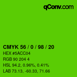 Farbcode: CMYK 56 / 0 / 98 / 20 | qconv.com