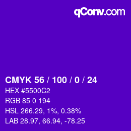 Color code: CMYK 56 / 100 / 0 / 24 | qconv.com