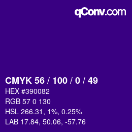 Color code: CMYK 56 / 100 / 0 / 49 | qconv.com