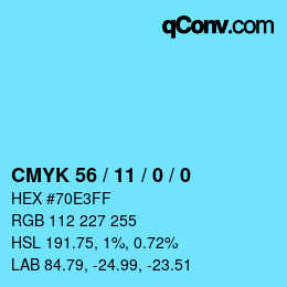 Color code: CMYK 56 / 11 / 0 / 0 | qconv.com