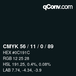 Color code: CMYK 56 / 11 / 0 / 89 | qconv.com
