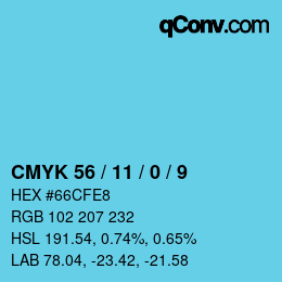 カラーコード: CMYK 56 / 11 / 0 / 9 | qconv.com