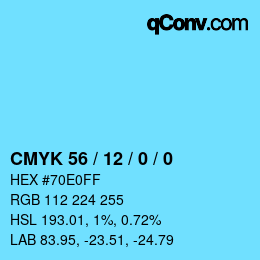 カラーコード: CMYK 56 / 12 / 0 / 0 | qconv.com