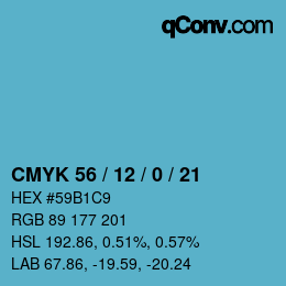 Código de color: CMYK 56 / 12 / 0 / 21 | qconv.com