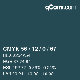 Color code: CMYK 56 / 12 / 0 / 67 | qconv.com
