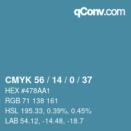 Código de color: CMYK 56 / 14 / 0 / 37 | qconv.com