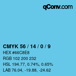 カラーコード: CMYK 56 / 14 / 0 / 9 | qconv.com