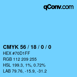 Color code: CMYK 56 / 18 / 0 / 0 | qconv.com