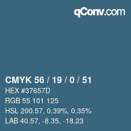 Color code: CMYK 56 / 19 / 0 / 51 | qconv.com