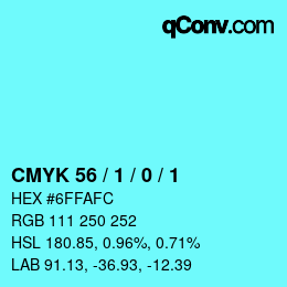 颜色代码: CMYK 56 / 1 / 0 / 1 | qconv.com