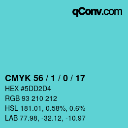 カラーコード: CMYK 56 / 1 / 0 / 17 | qconv.com