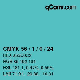 Color code: CMYK 56 / 1 / 0 / 24 | qconv.com
