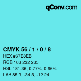 カラーコード: CMYK 56 / 1 / 0 / 8 | qconv.com