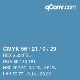 カラーコード: CMYK 56 / 21 / 0 / 29 | qconv.com