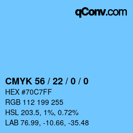 Color code: CMYK 56 / 22 / 0 / 0 | qconv.com