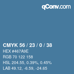 Código de color: CMYK 56 / 23 / 0 / 38 | qconv.com