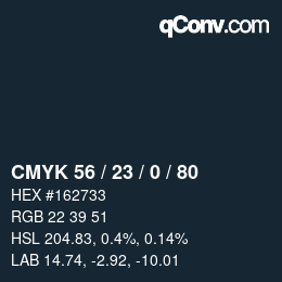 Color code: CMYK 56 / 23 / 0 / 80 | qconv.com