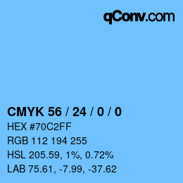 カラーコード: CMYK 56 / 24 / 0 / 0 | qconv.com