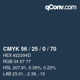 Farbcode: CMYK 56 / 25 / 0 / 70 | qconv.com