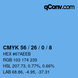Color code: CMYK 56 / 26 / 0 / 8 | qconv.com