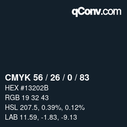 颜色代码: CMYK 56 / 26 / 0 / 83 | qconv.com