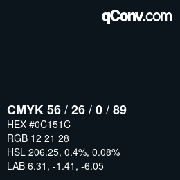 カラーコード: CMYK 56 / 26 / 0 / 89 | qconv.com