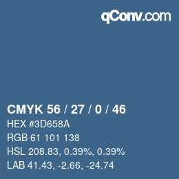 颜色代码: CMYK 56 / 27 / 0 / 46 | qconv.com
