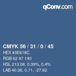 Color code: CMYK 56 / 31 / 0 / 45 | qconv.com