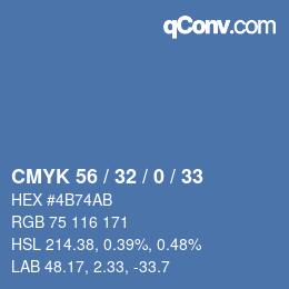 Código de color: CMYK 56 / 32 / 0 / 33 | qconv.com