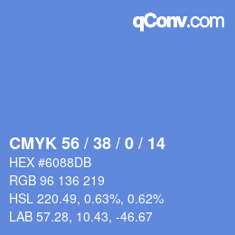 カラーコード: CMYK 56 / 38 / 0 / 14 | qconv.com