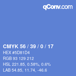 Color code: CMYK 56 / 39 / 0 / 17 | qconv.com