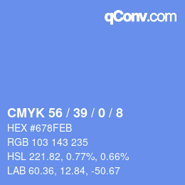 カラーコード: CMYK 56 / 39 / 0 / 8 | qconv.com
