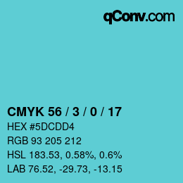 Color code: CMYK 56 / 3 / 0 / 17 | qconv.com