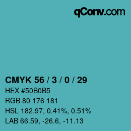 Color code: CMYK 56 / 3 / 0 / 29 | qconv.com