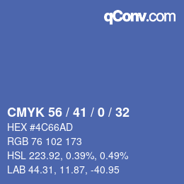 颜色代码: CMYK 56 / 41 / 0 / 32 | qconv.com