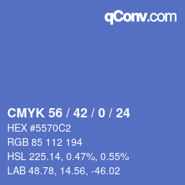 Color code: CMYK 56 / 42 / 0 / 24 | qconv.com