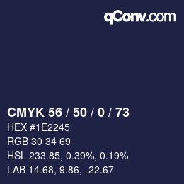 Color code: CMYK 56 / 50 / 0 / 73 | qconv.com