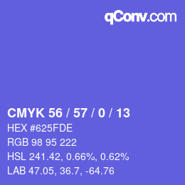 Color code: CMYK 56 / 57 / 0 / 13 | qconv.com
