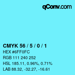 カラーコード: CMYK 56 / 5 / 0 / 1 | qconv.com