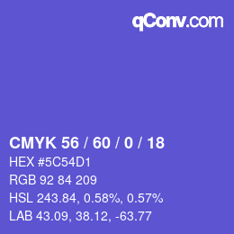 Color code: CMYK 56 / 60 / 0 / 18 | qconv.com