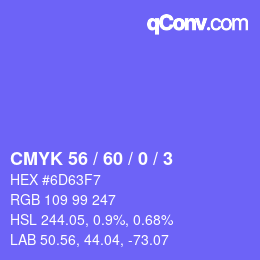カラーコード: CMYK 56 / 60 / 0 / 3 | qconv.com